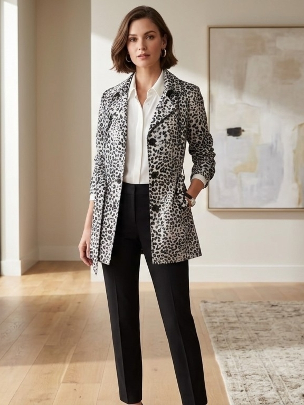 Leopard-Print Trench Coat By  Dana Buchman